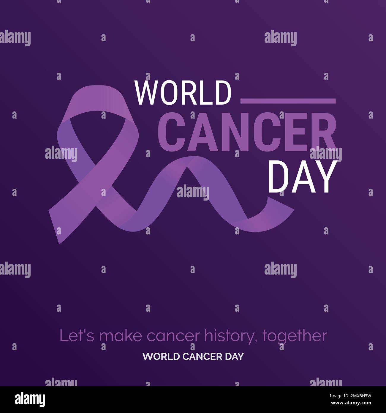 World Cancer Day Ribbon Typography. let's make cancer history. together