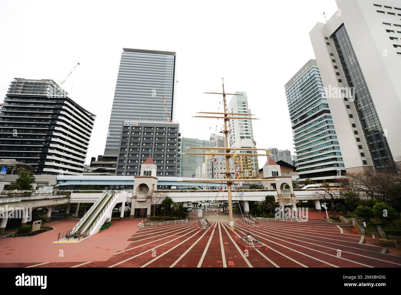 Takeshiba pier symbol mast in Tokyo, Japan. Stock Photo