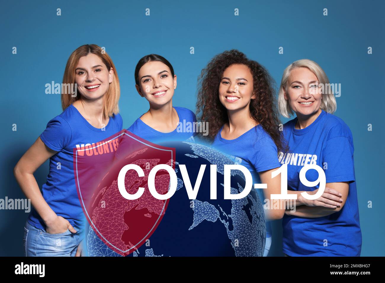 Volunteers uniting to help during COVID-19 outbreak. Group of people on ...