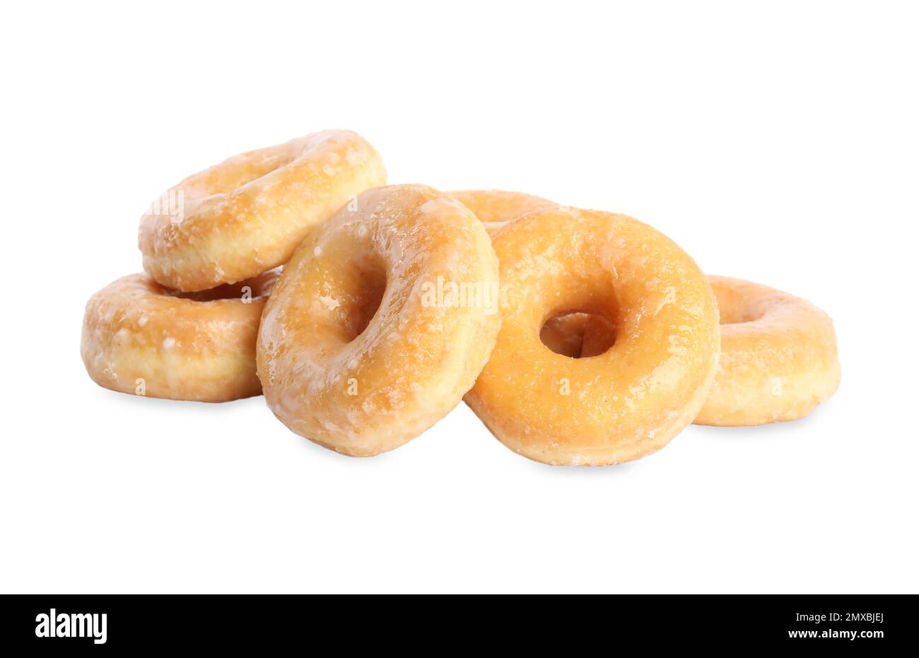 Sweet delicious glazed donuts on white background Stock Photo - Alamy