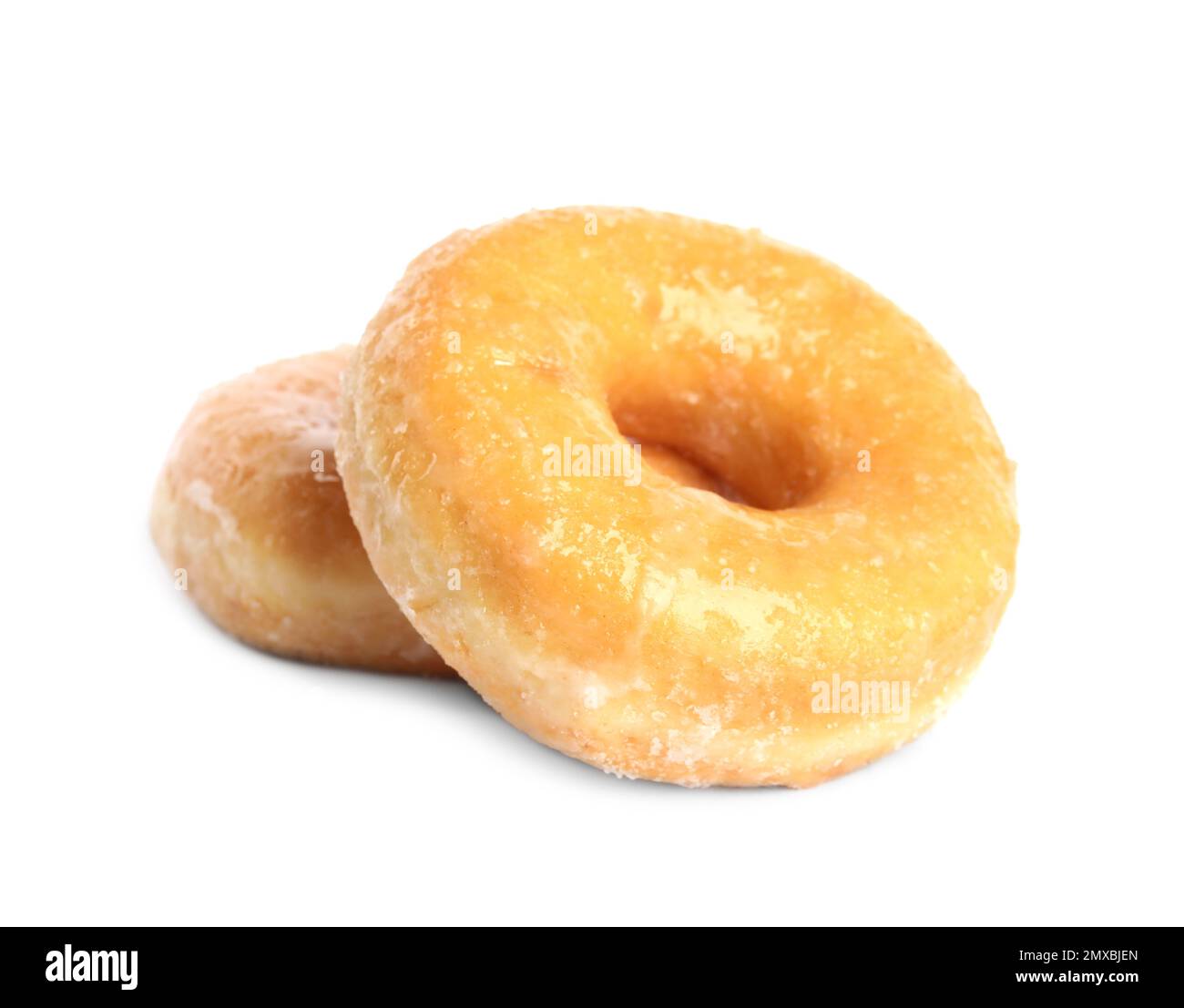 Sweet delicious glazed donuts on white background Stock Photo - Alamy
