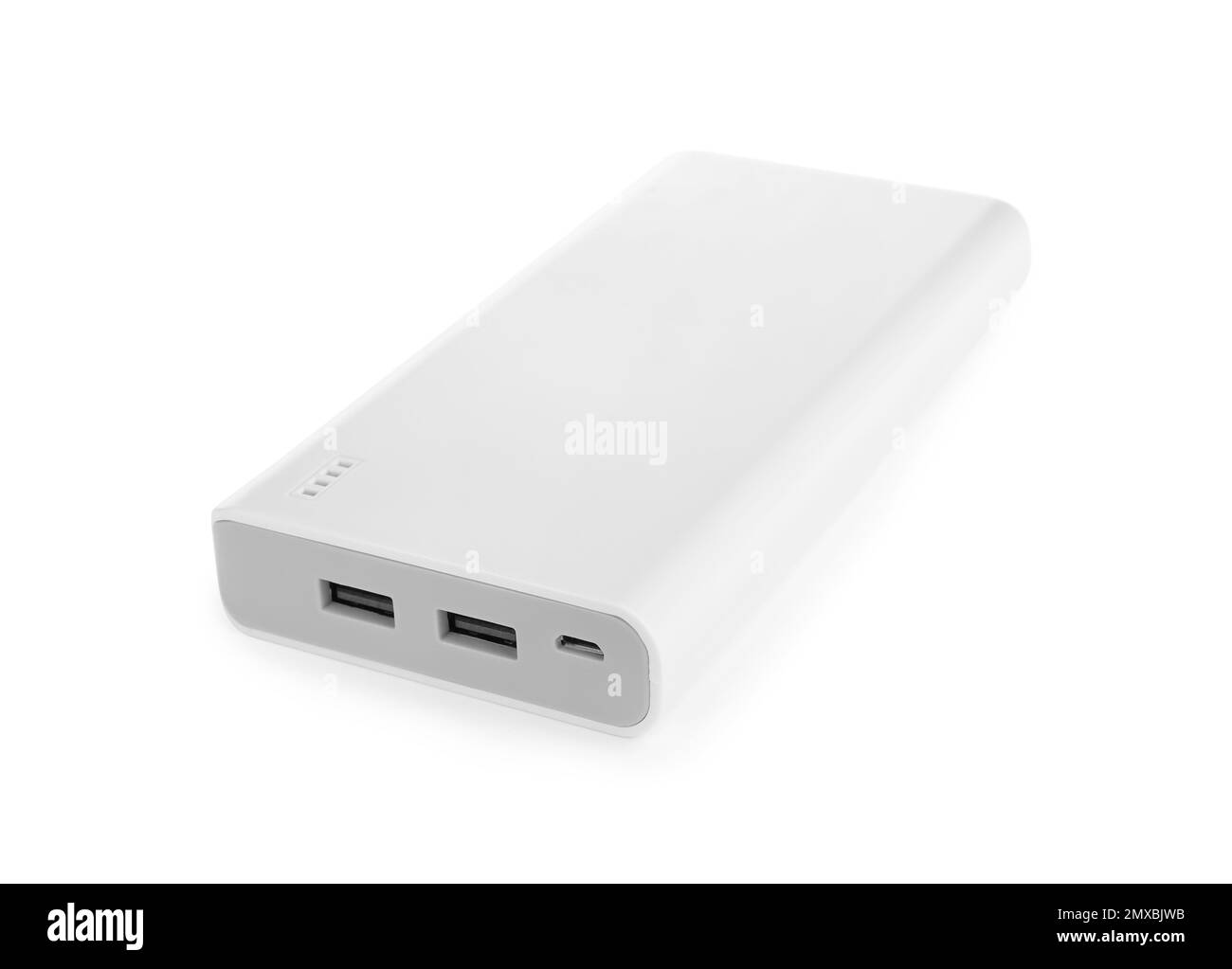 Modern external portable charger isolated on white Stock Photo Alamy