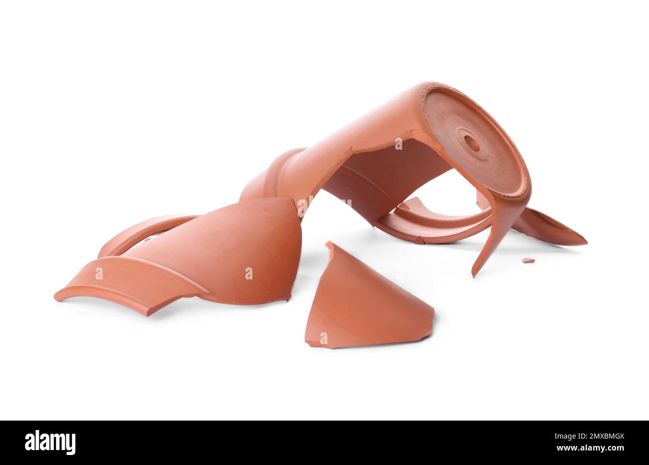 Broken terracotta flower pot isolated on white Stock Photo Alamy