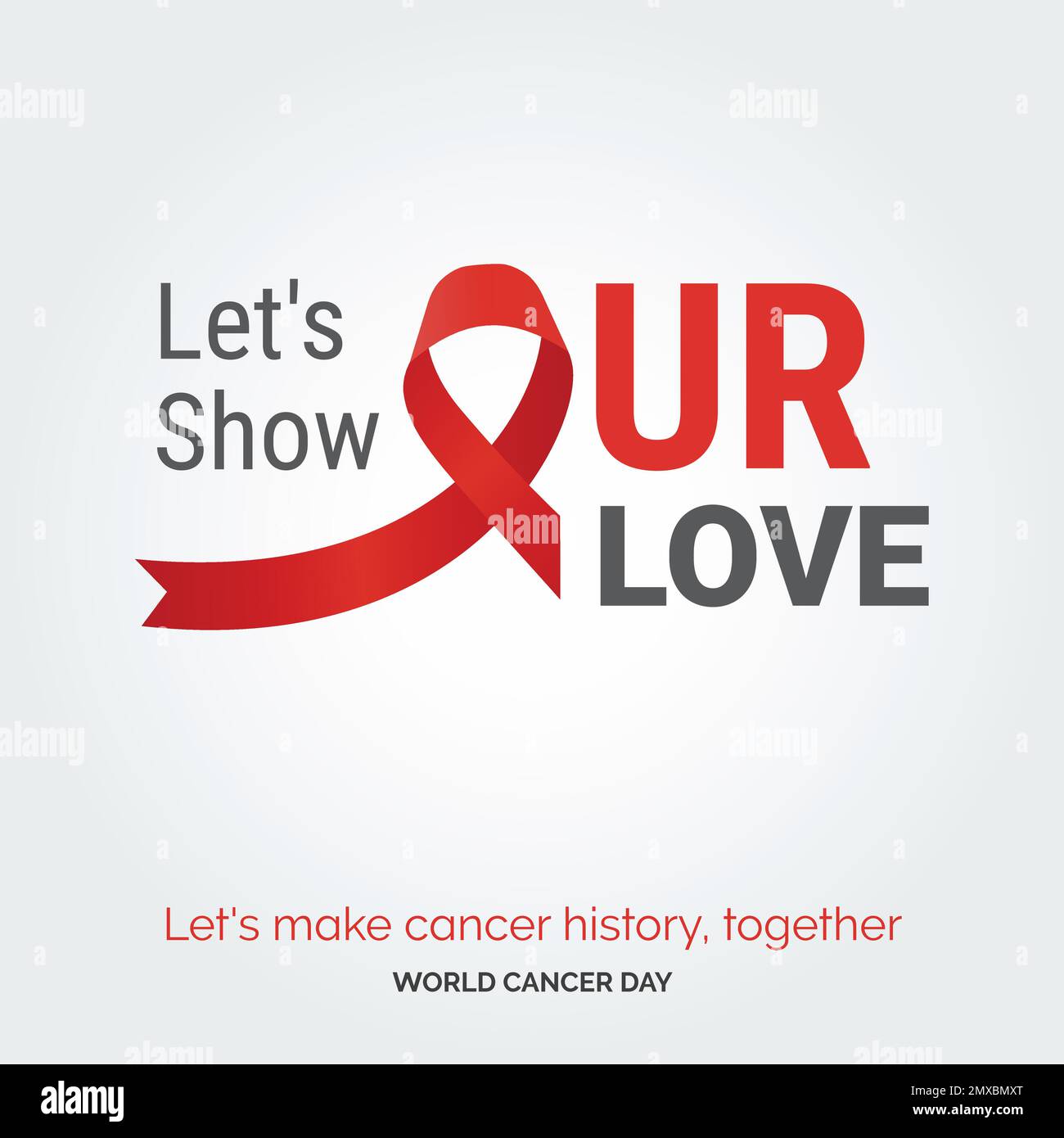 Let's Show Our Love Ribbon Typography. let's make cancer history