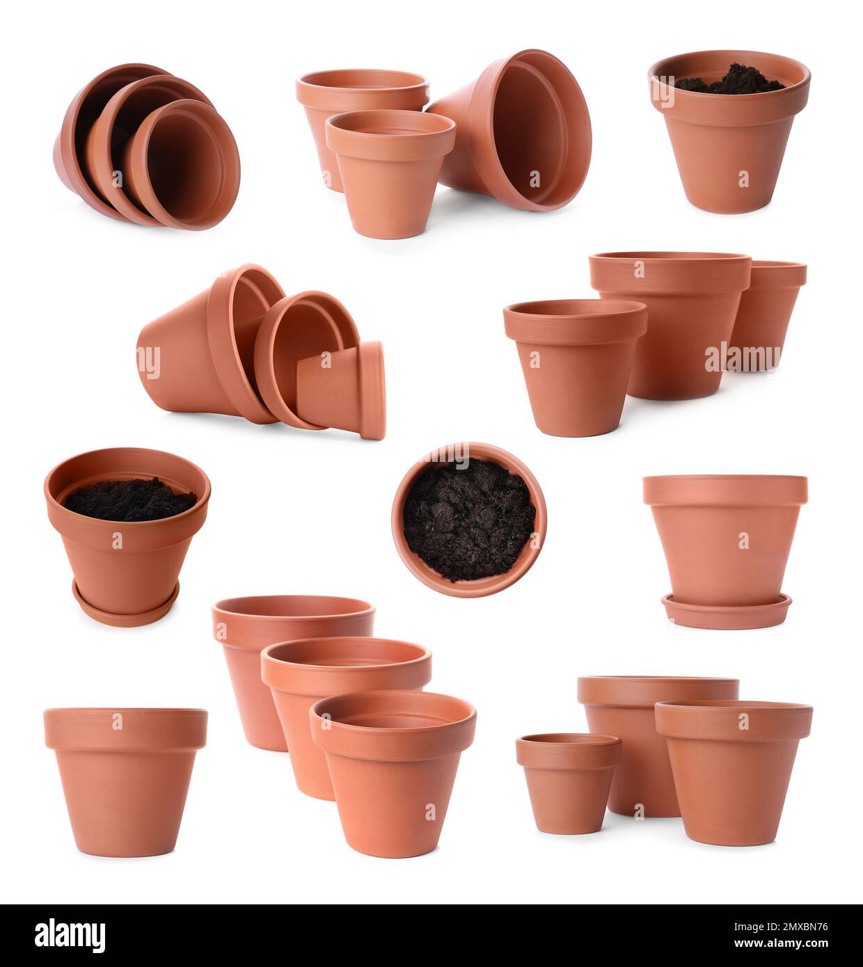 Set of flower pots on white background Stock Photo - Alamy
