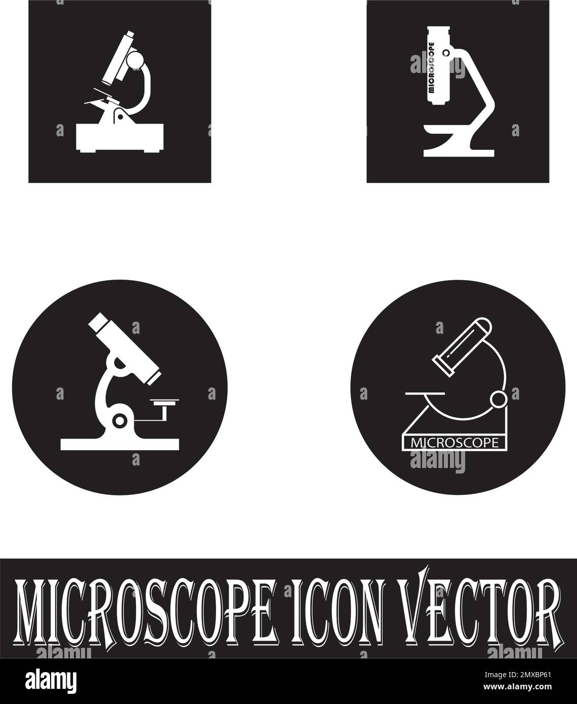 Microscope icon vector, logo design illustration and Medical background. Stock Vector