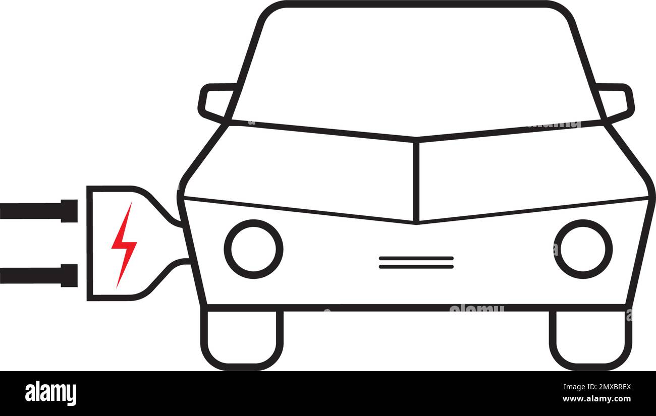 Electric car icon. Electrical cable plug charging symbol. Vector