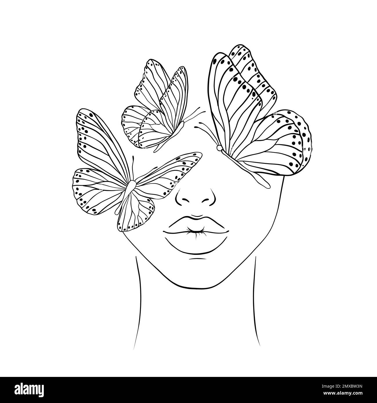 Butterflies and woman face Stock Vector Image & Art Alamy