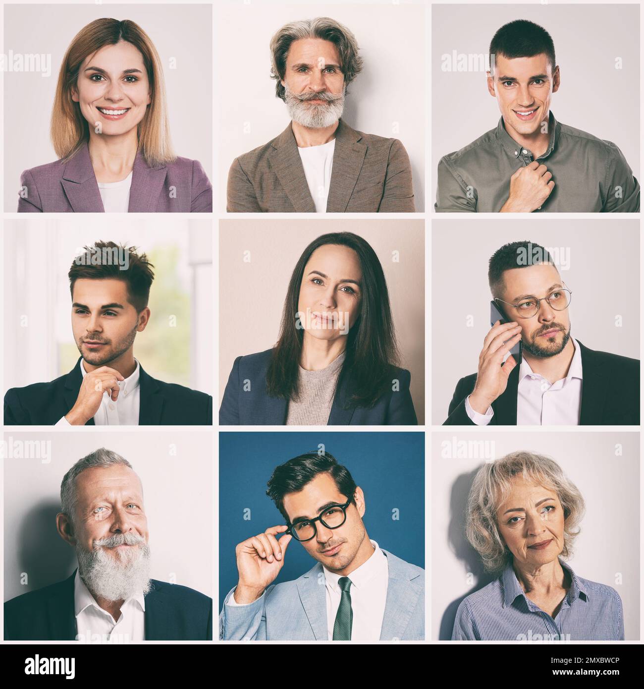 Collage with portraits of different business people Stock Photo - Alamy