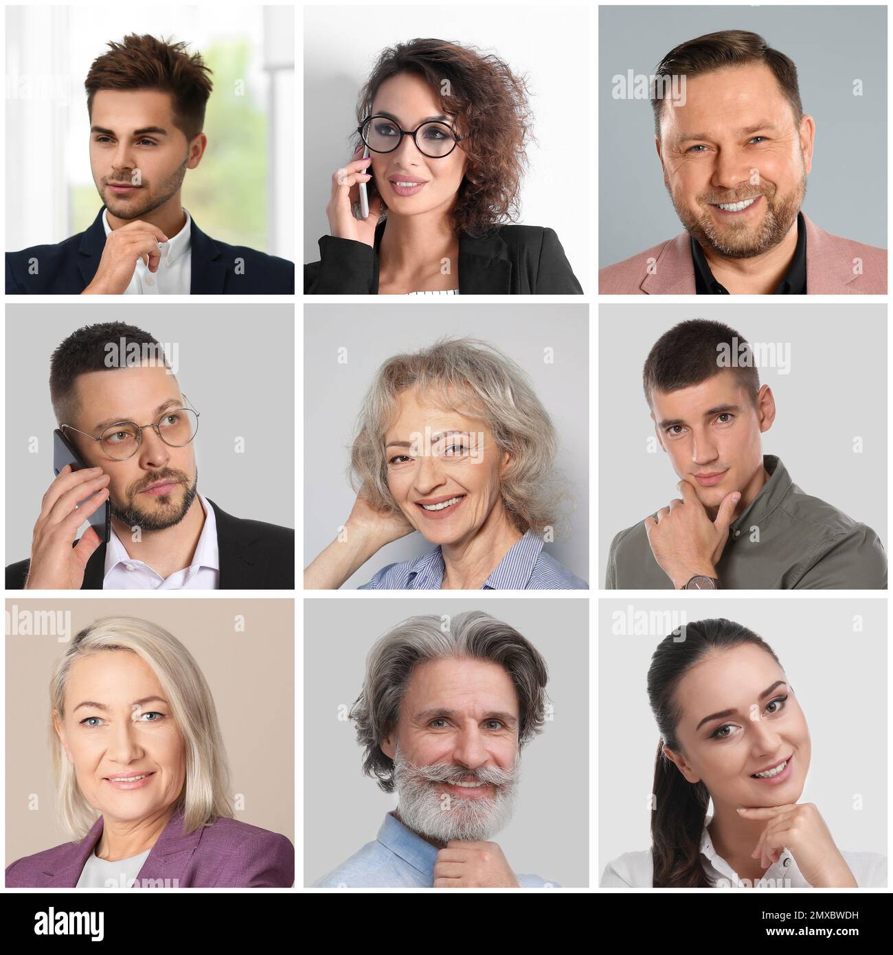 Collage with portraits of different business people Stock Photo - Alamy