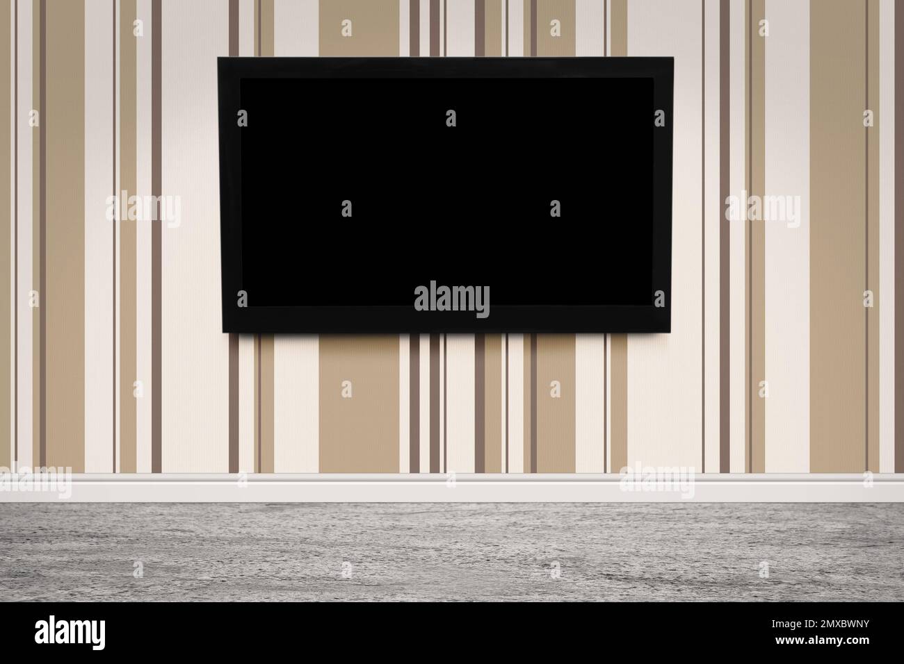 Modern TV on color wall in room. Space for design Stock Photo - Alamy