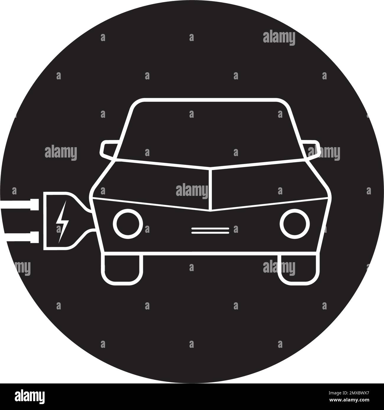 Ecological icon electric car Black and White Stock Photos & Images - Alamy