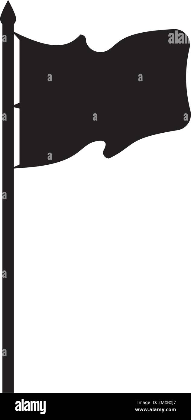 Flag icon isolated in black flat design on white background, Vector ...