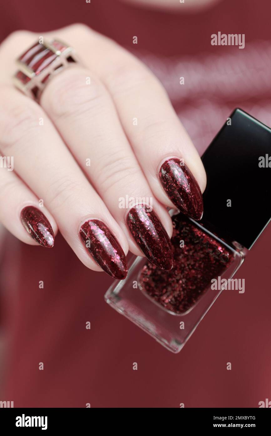 Female Hand Long Nails Dark Red Stock Photo 1626834148 | Shutterstock