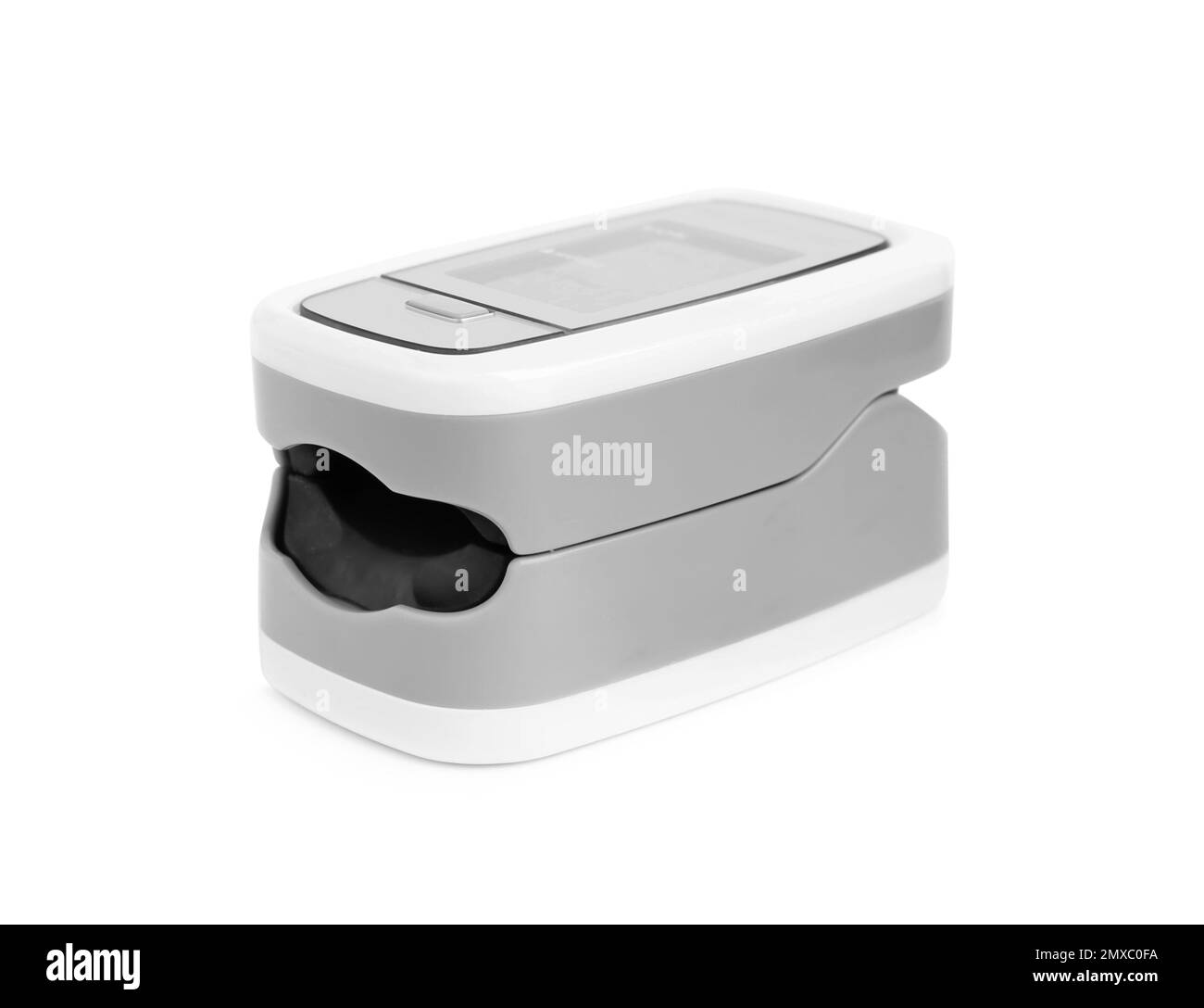 Modern fingertip pulse oximeter isolated on white Stock Photo Alamy