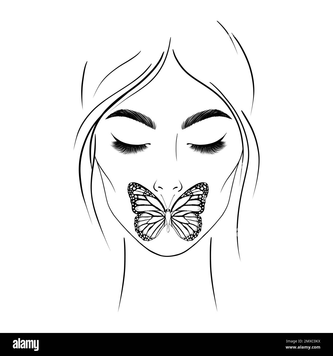 Woman face and butterfly Stock Vector Image & Art Alamy