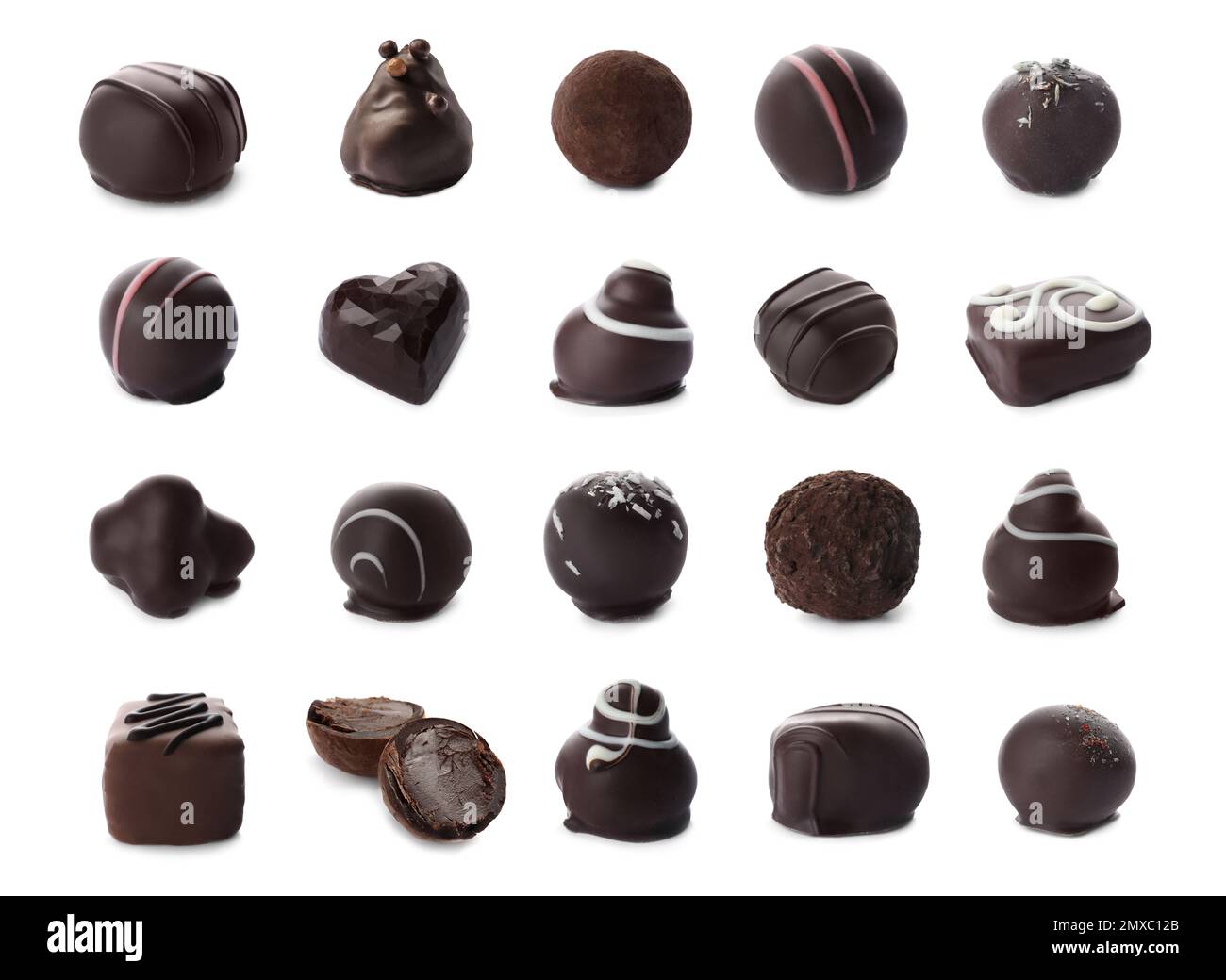 Set with different chocolate candies on white background Stock Photo ...