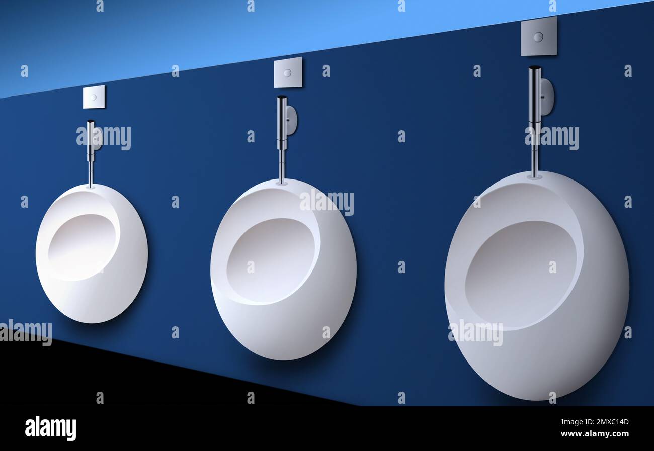 Clean ceramic urinals in men's public bathroom Stock Photo Alamy