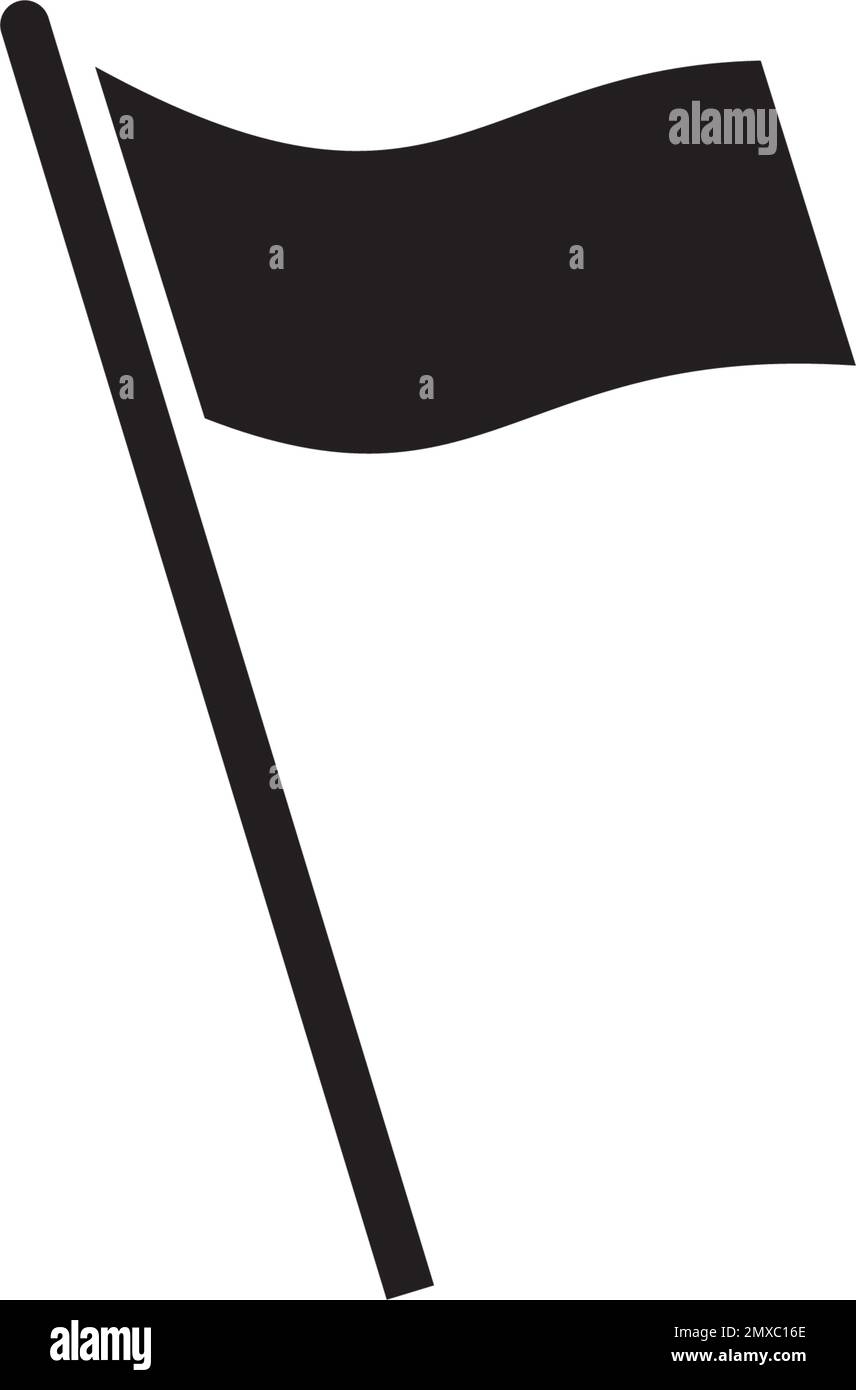 Flag icon isolated in black flat design on white background, Vector ...