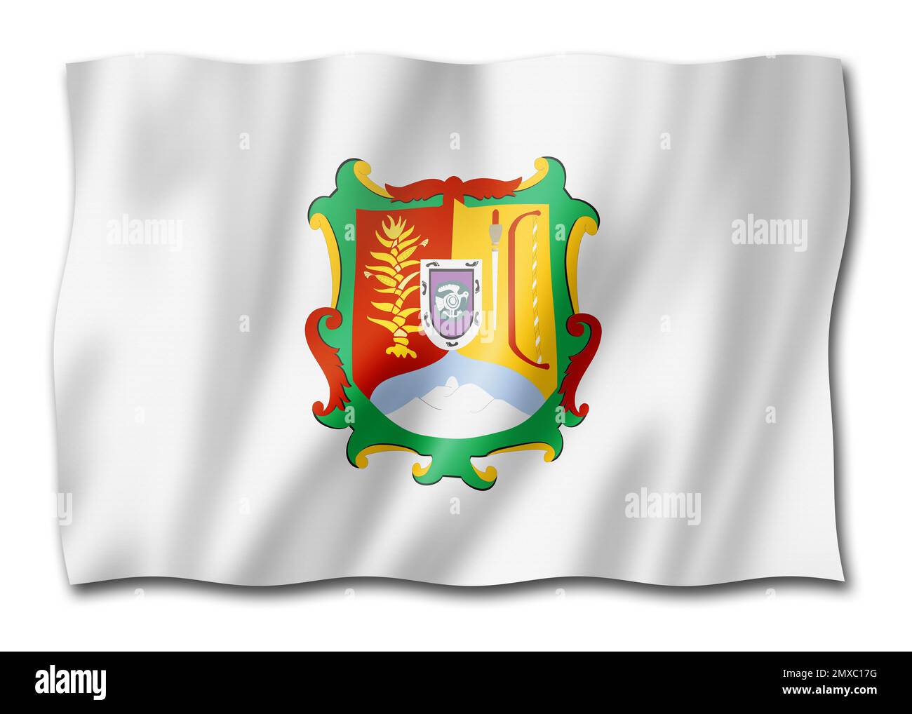Nayarit state flag, Mexico waving banner collection. 3D illustration