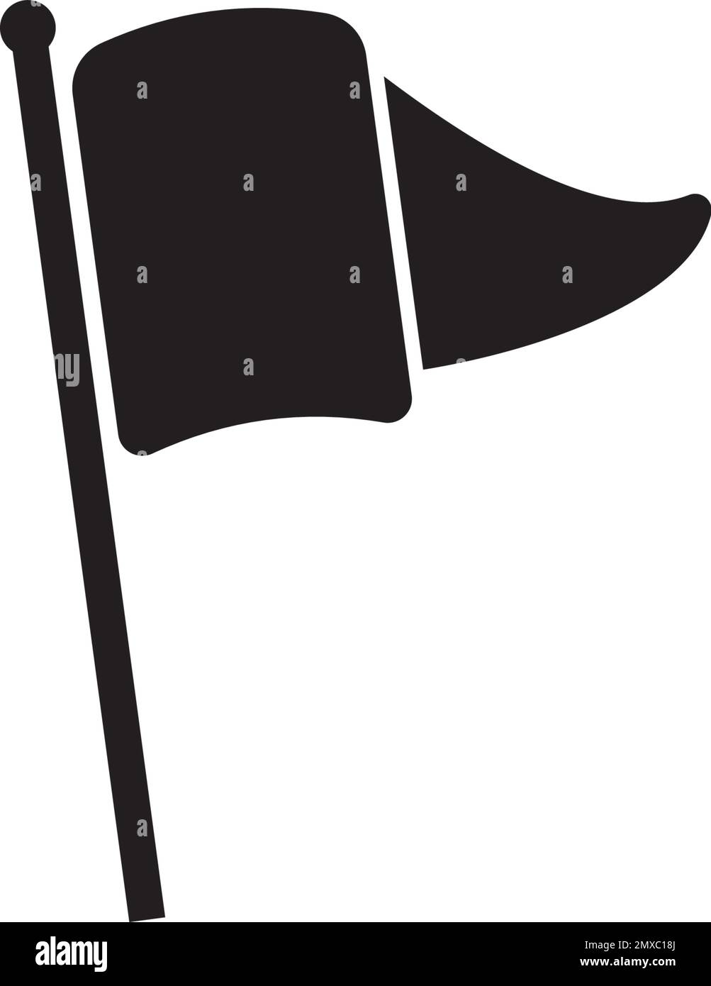 Flag icon isolated in black flat design on white background, Vector ...