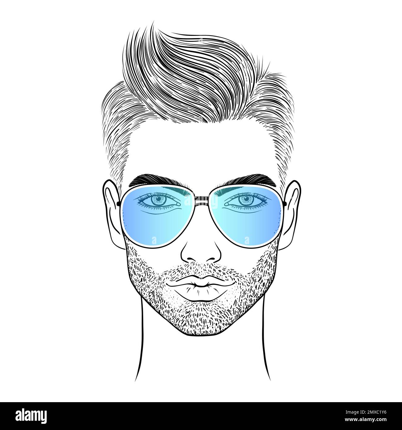 Face of young man Stock Vector