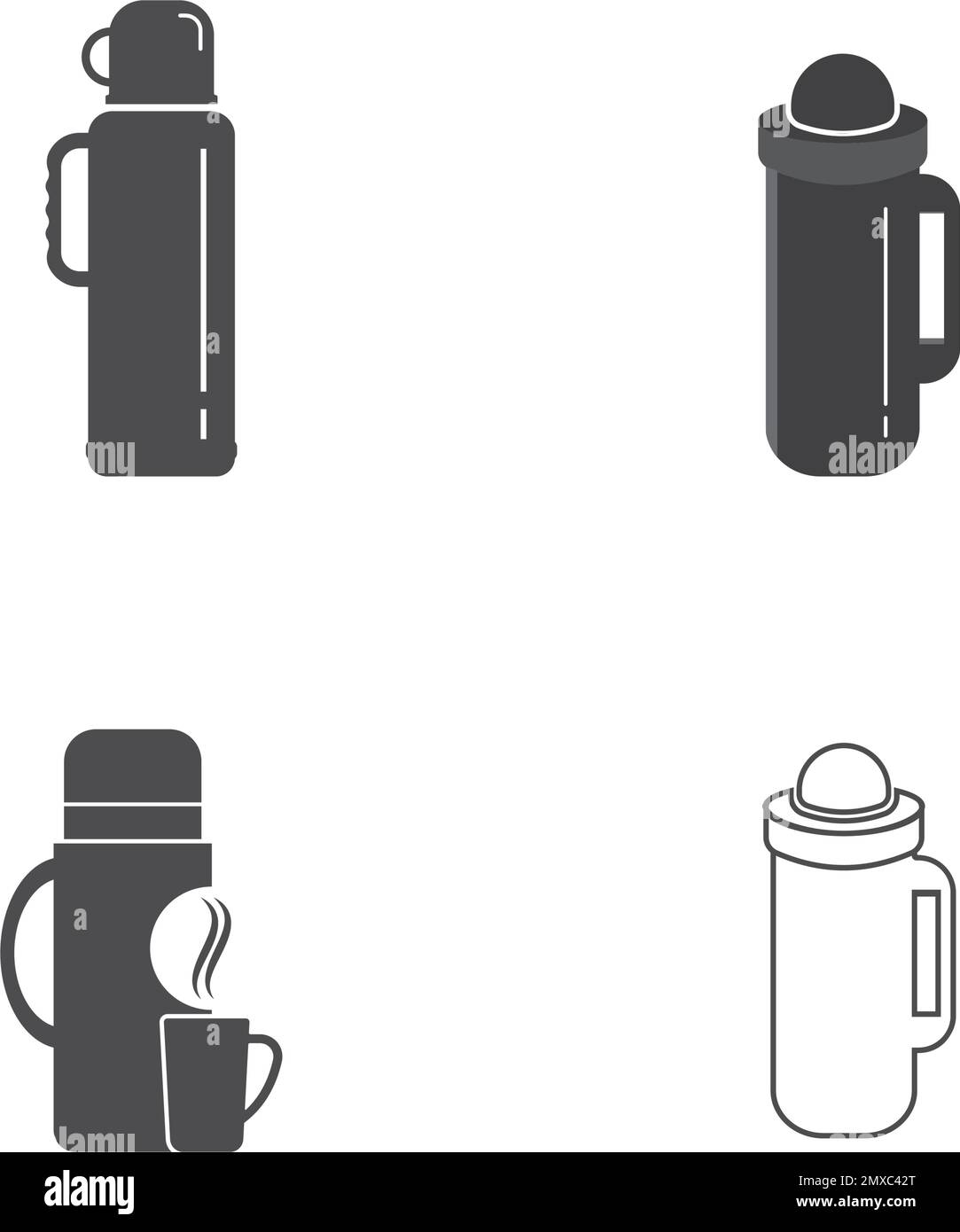 Thermos vector vacuum flask or stainless bottle with hot drink coffee or tea  illustration set of metal bottled container or aluminum mug isolated on  white background Stock Vector by ©VectorShow 210978382