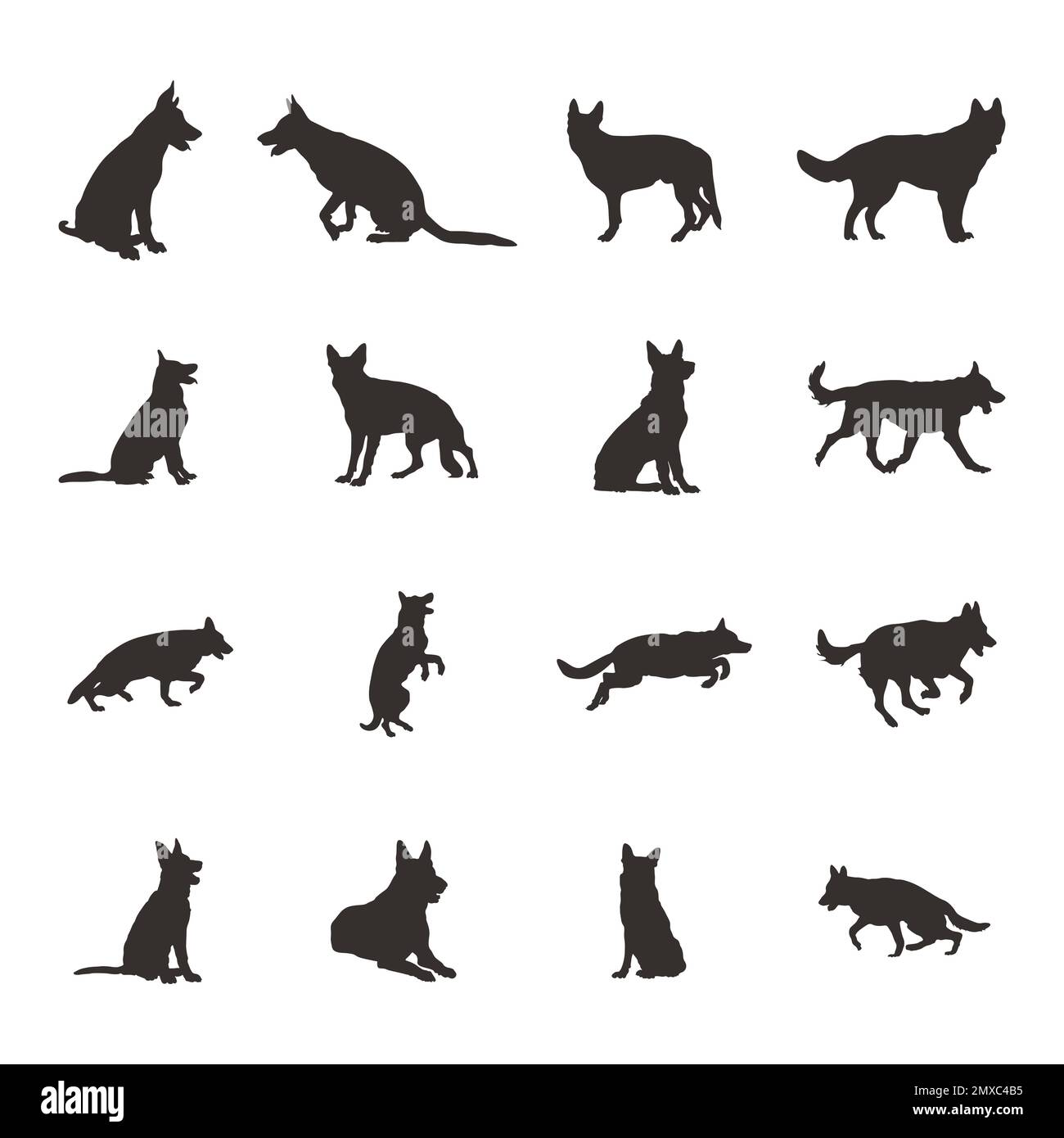 German shepherd dog silhouettes -V02 Stock Vector