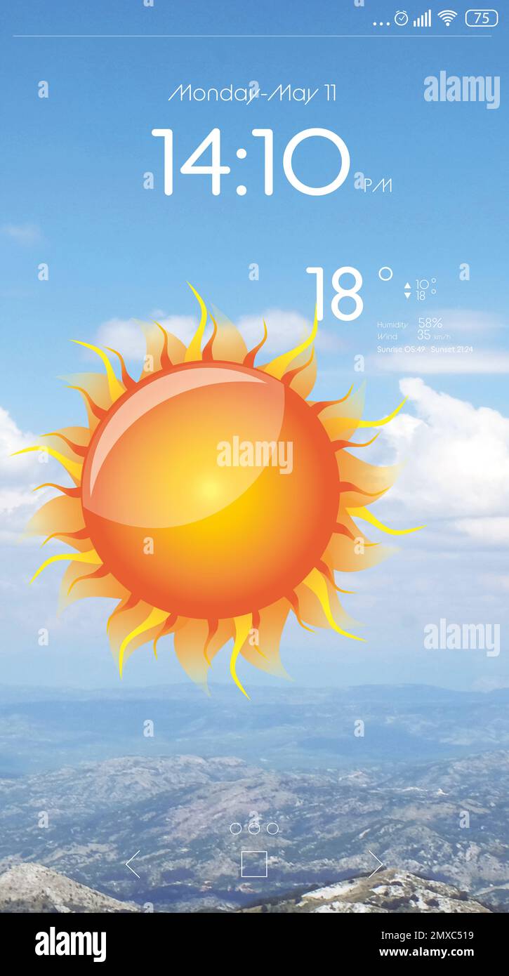 Weather forecast widget on screen. Mobile application Stock Photo Alamy