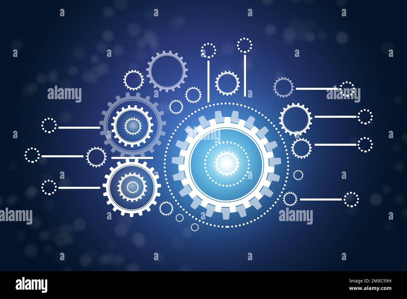 Illustration of gear mechanism on blue background Stock Photo Alamy