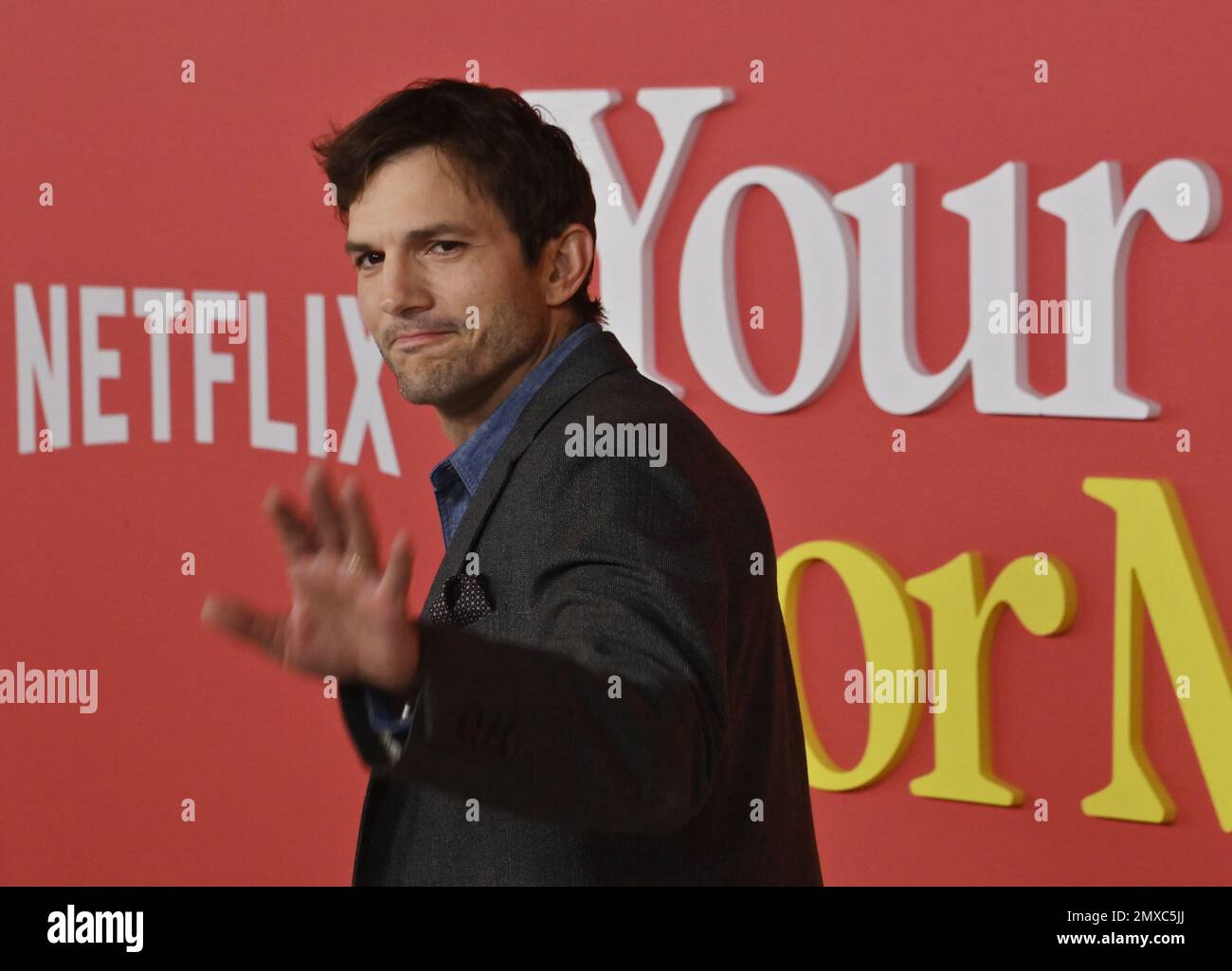 Los Angeles, United States. 02nd Feb, 2023. Cast member Ashton Kutcher attends the premiere of the motion picture romantic comedy "Your Place or Mine" at the Regency Village Theatre in the Westwood section of Los Angeles on Thursday, February 2, 2023. Storyline: Two long-distance best friends change each other's lives when she decides to pursue a lifelong dream and he volunteers to keep an eye on her teenage son. Photo by Jim Ruymen/UPI Credit: UPI/Alamy Live News Stock Photo