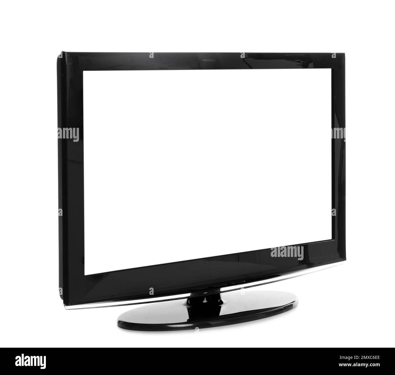 Modern plasma TV on white background. Space for design Stock Photo