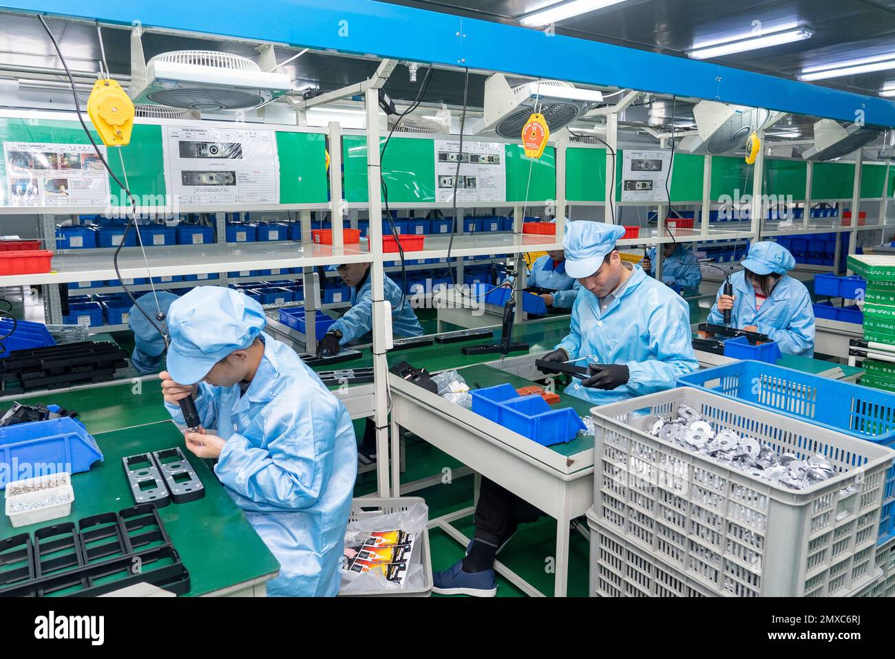 KUNSHAN, CHINA - FEBRUARY 2, 2023 - Workers work on the smart lock ...