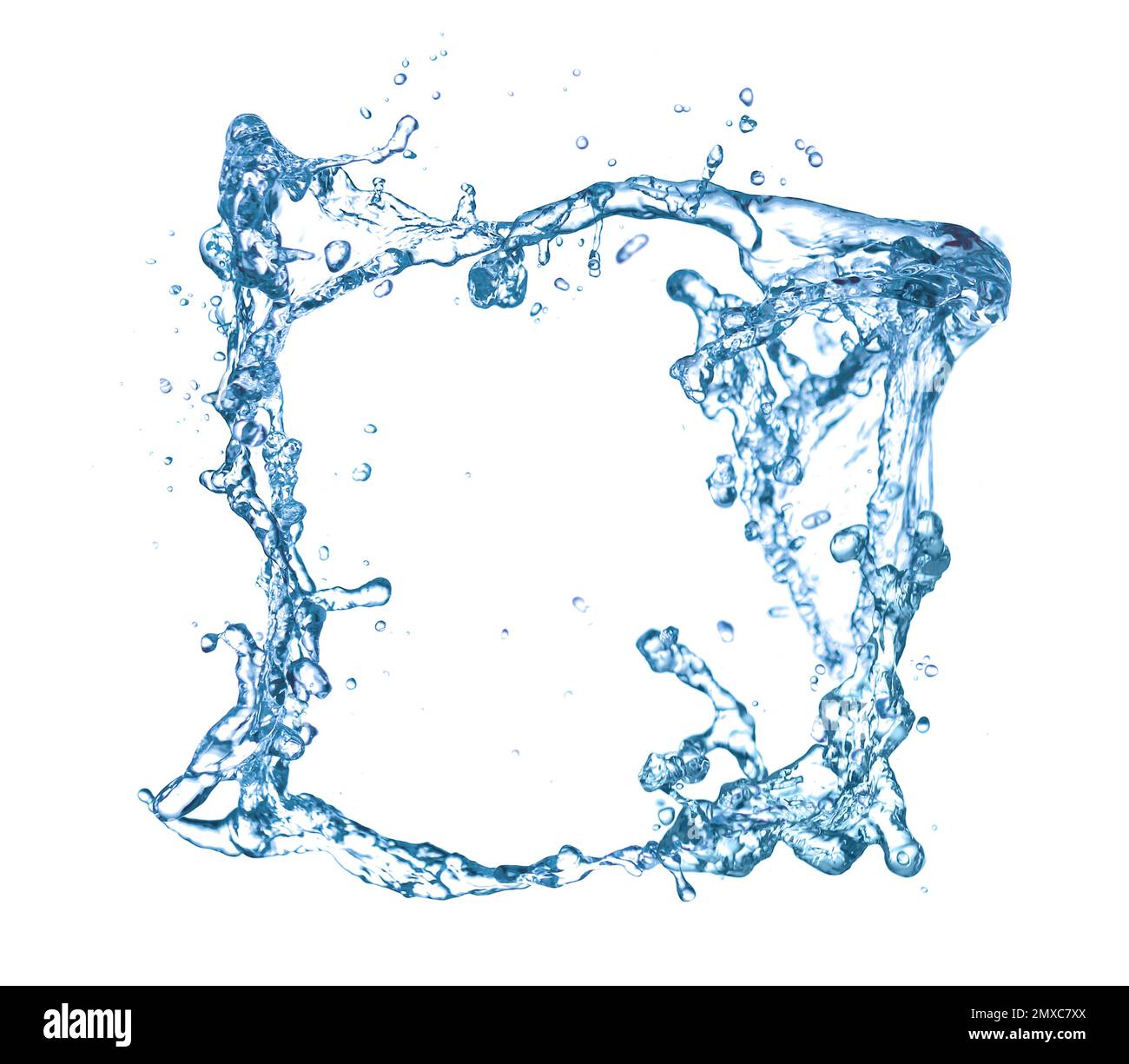 Frame made of water splashes on white background, space for text Stock ...