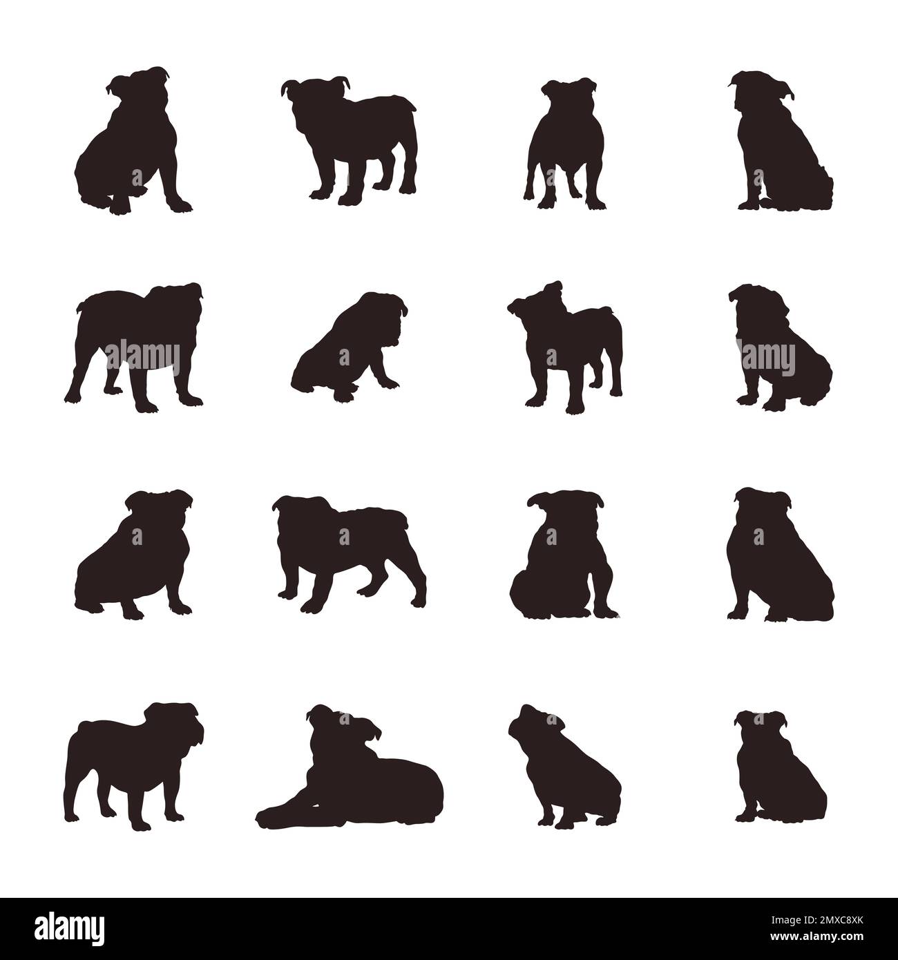 English bulldog silhouettes Stock Vector