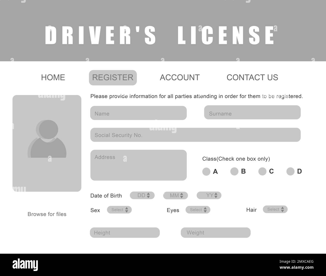 Website Page With Driver S License Application Form Stock Photo Alamy Website Page With Driver S License Application Form Stock Photo Alamy