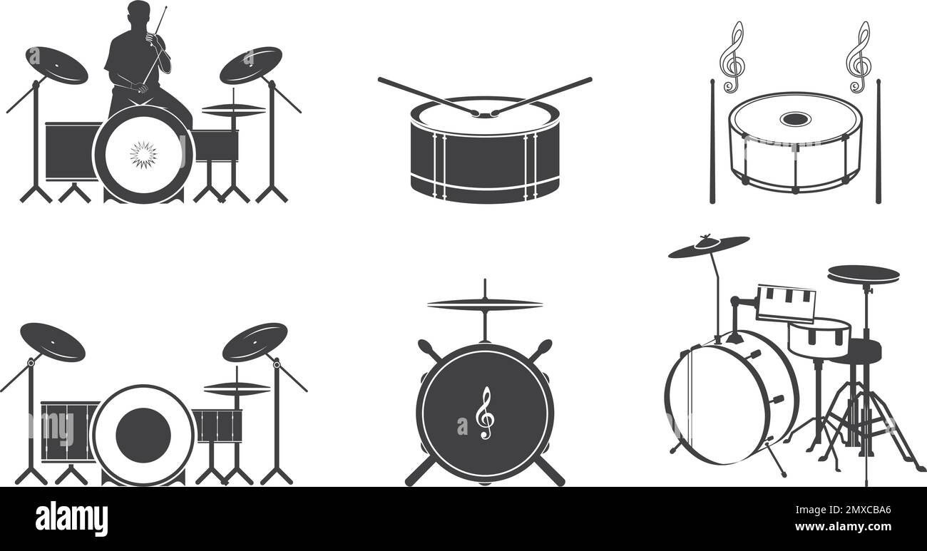 Drum logo vector design illustration symbol and background. Stock Vector