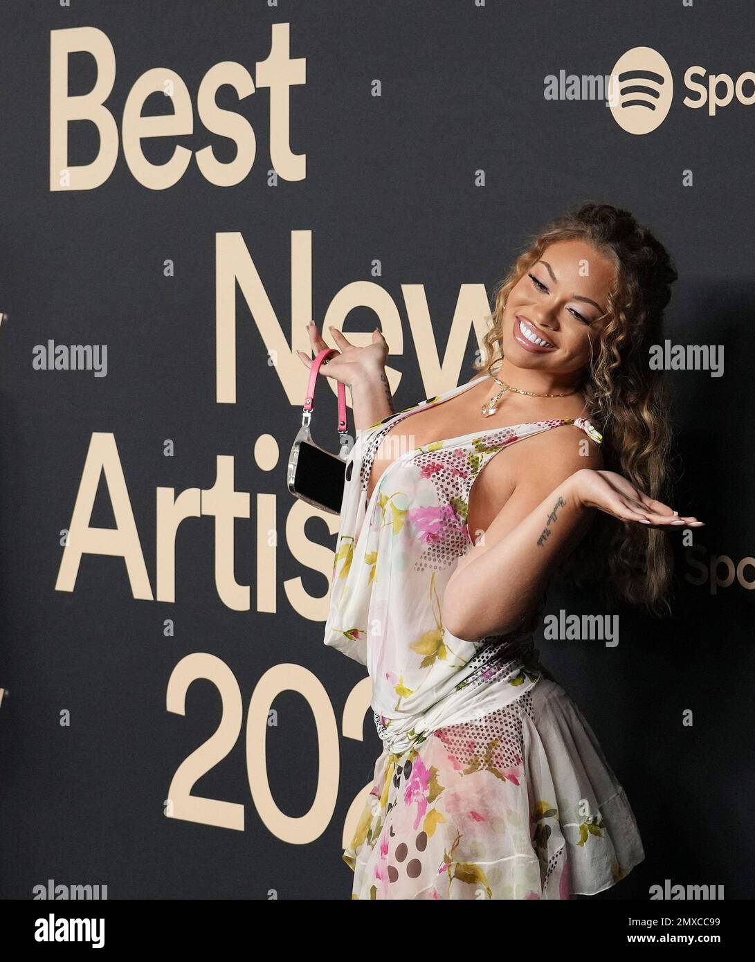 West Hollywood, CA, February 2, 2023. Latto arrives at the Spotify's ...