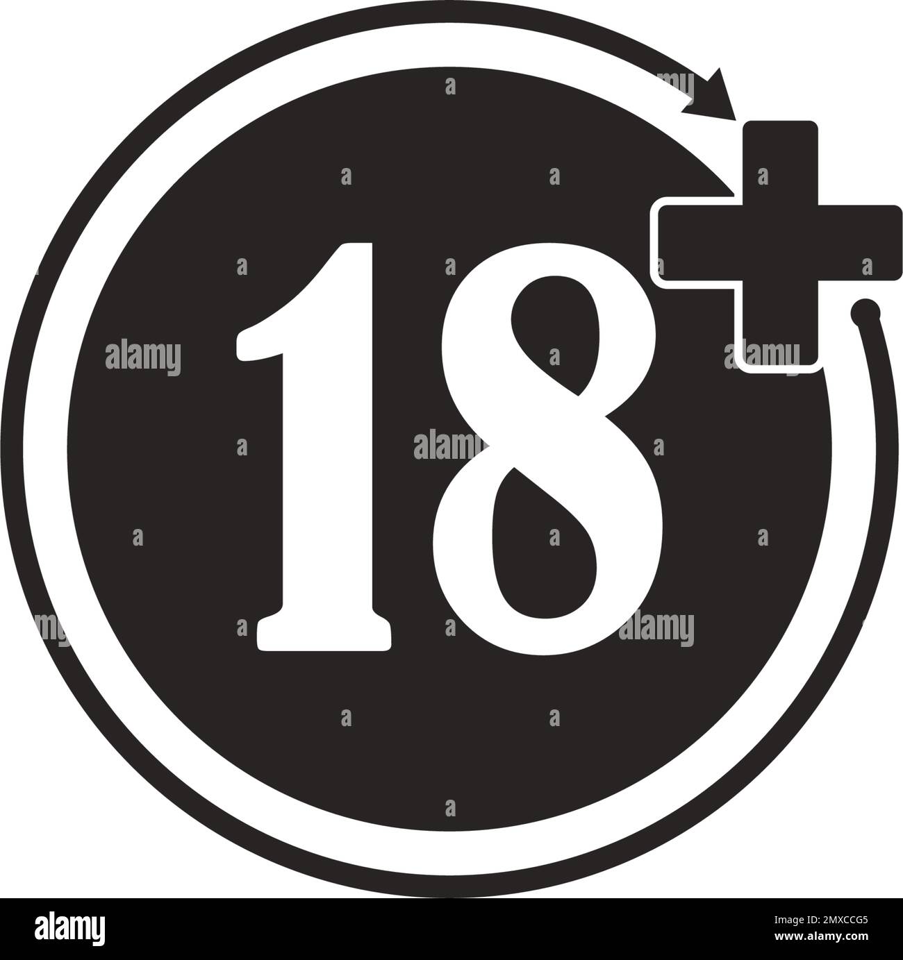 Plus 18 Movie vector icon isolated on transparent background Stock Vector