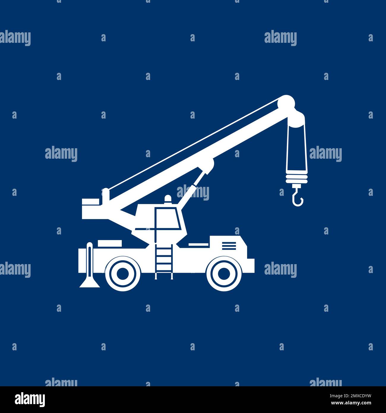 Crane truck vector icon illustration logo design,construction vehicle vector mockup. Stock Vector