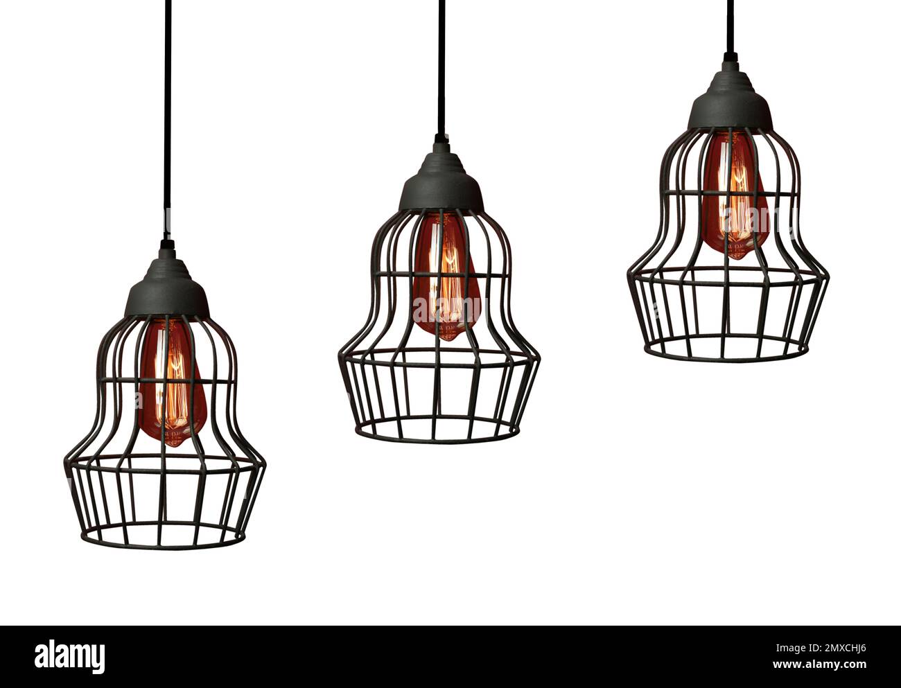 Set of modern hanging lamps on white background Stock Photo Alamy