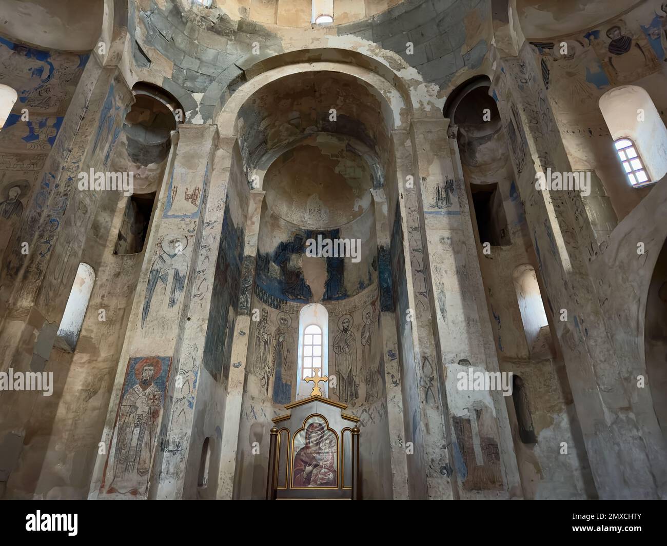 The interior of the ancient Armenian Christian church on Akdamar Island ...