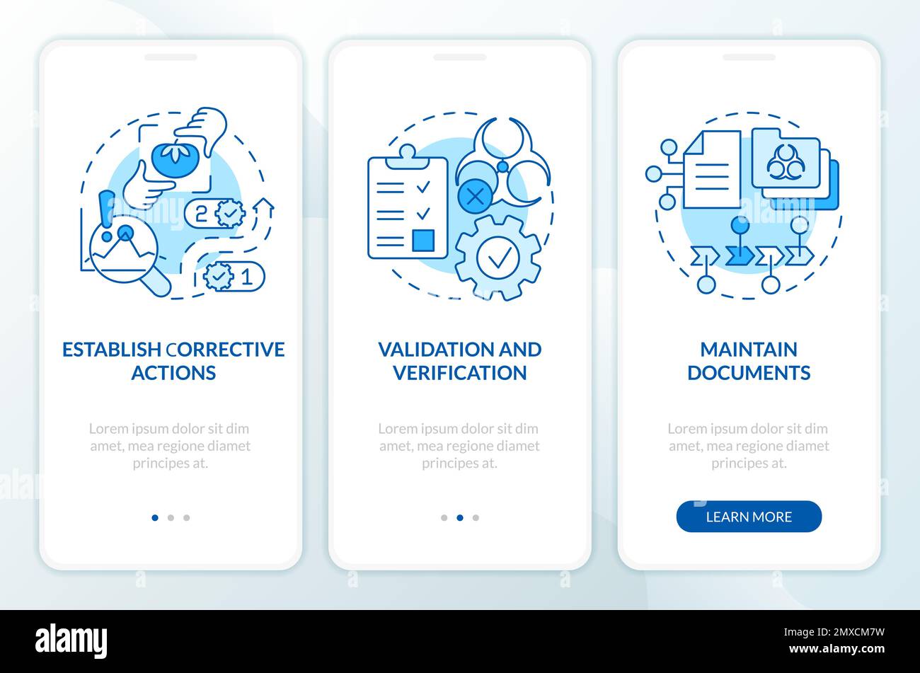 Principles of HACCP blue onboarding mobile app screen Stock Vector ...
