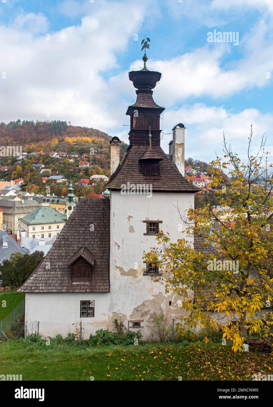 Knocking Tower Klopačka, Banska Stiavnica, Slovakia Stock Photo