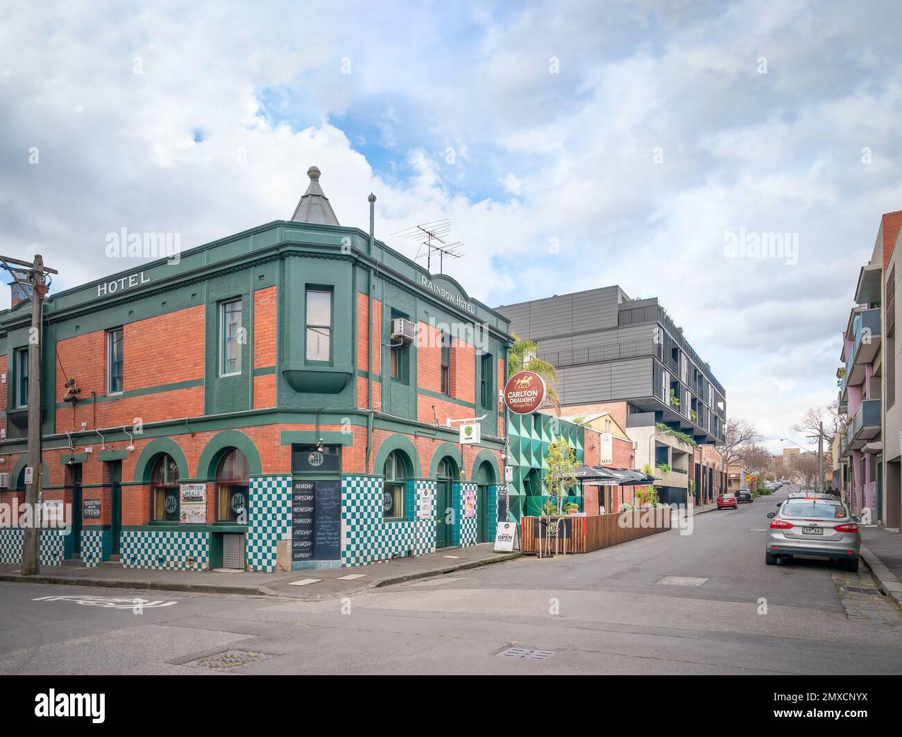 Melbourne, Victoria, Australia Rainbow Hotel and extension Stock