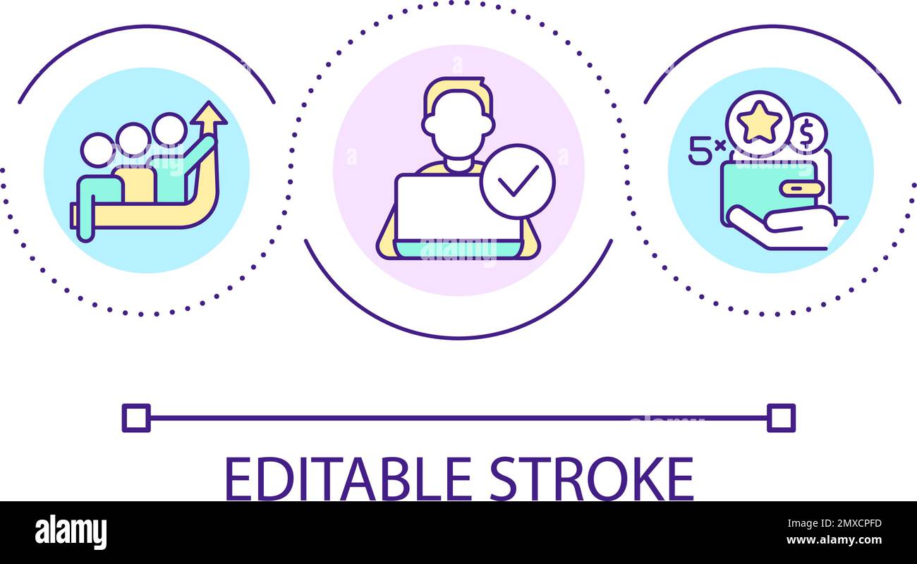 Work bonuses loop concept icon Stock Vector
