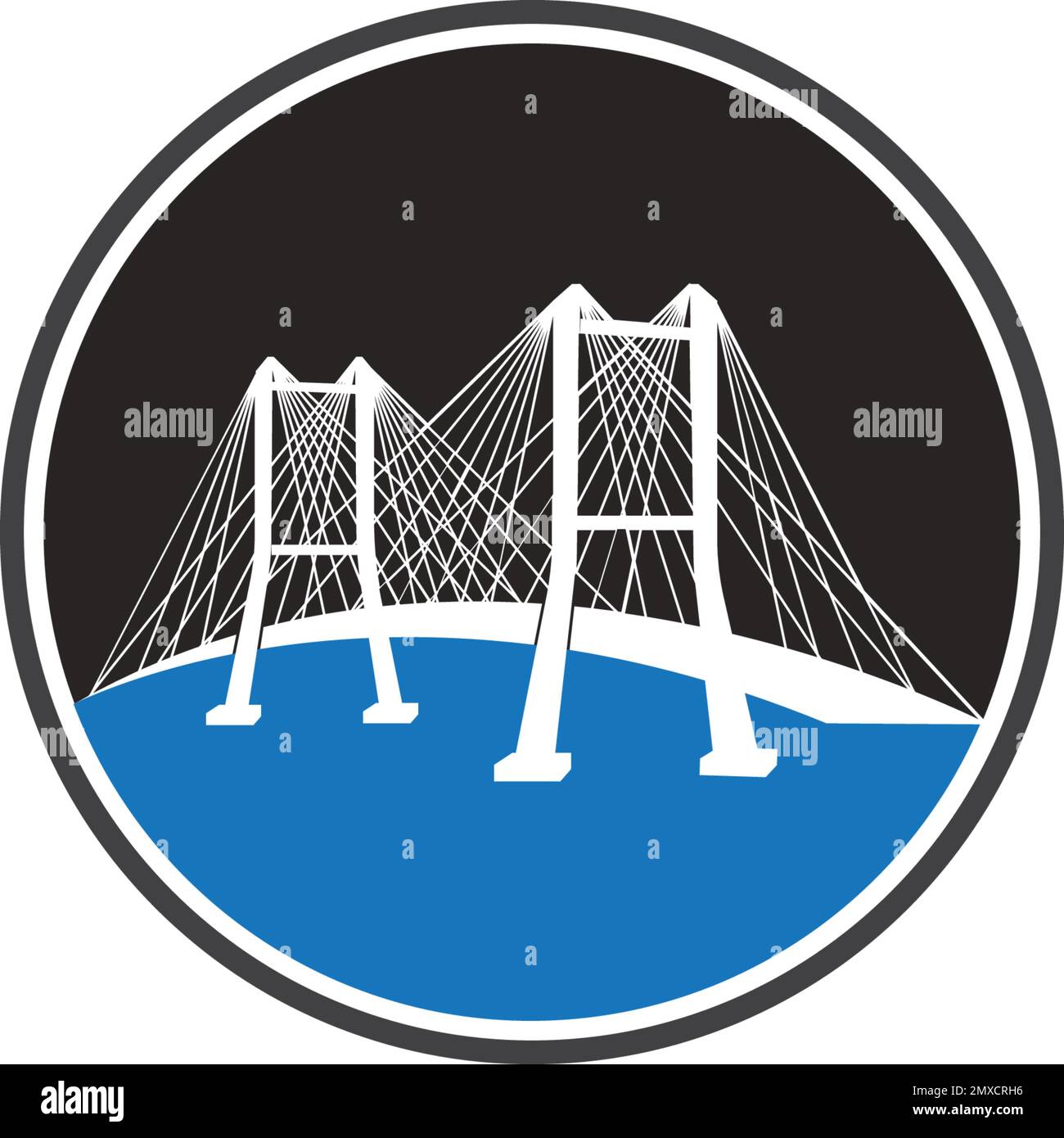 Bridge vector icon illustration logo design Stock Vector
