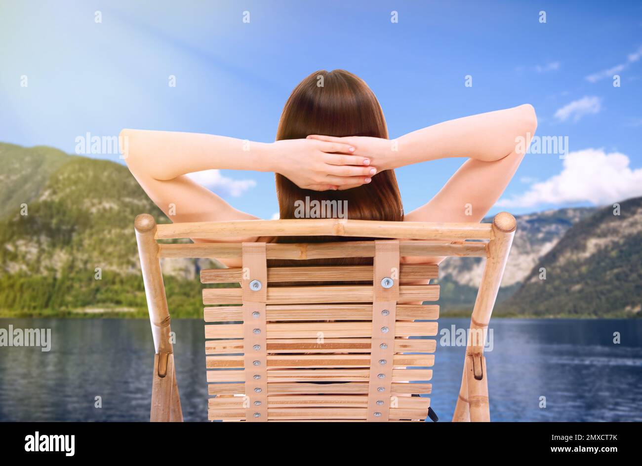 Woman relaxing on sun lounger hi-res stock photography and images - Alamy