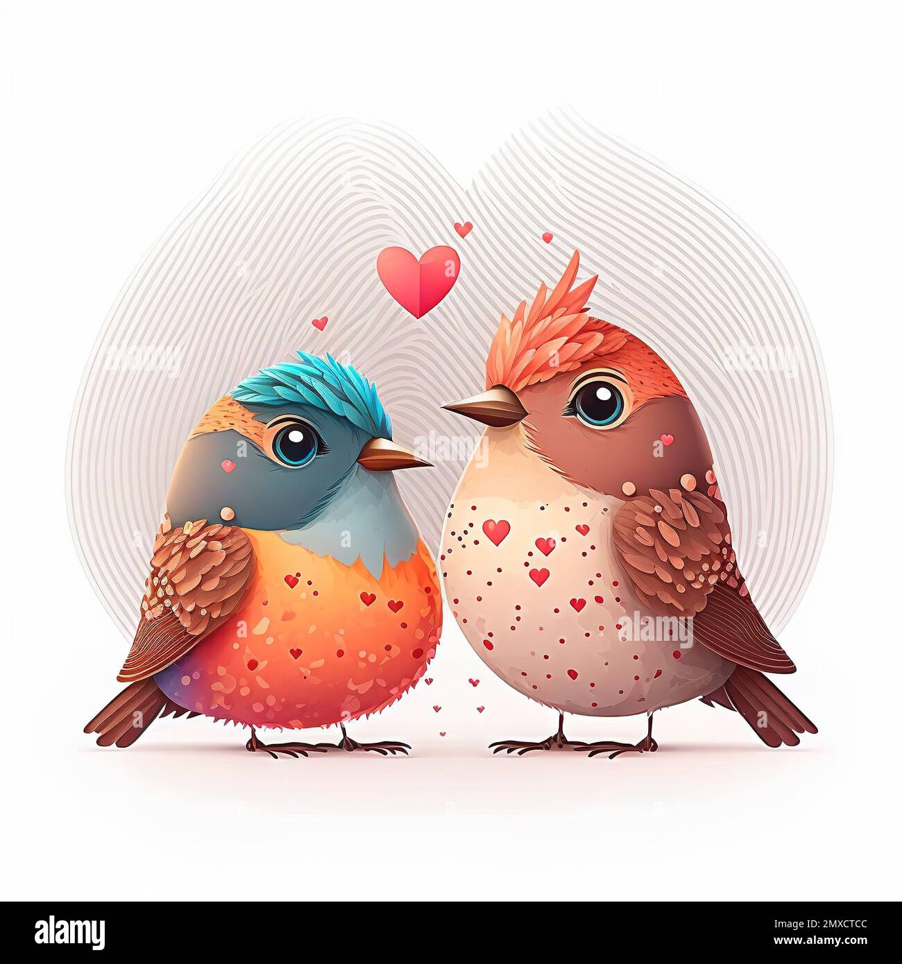 Cuty little farm animals in love. Cartoon illustration of st valentine