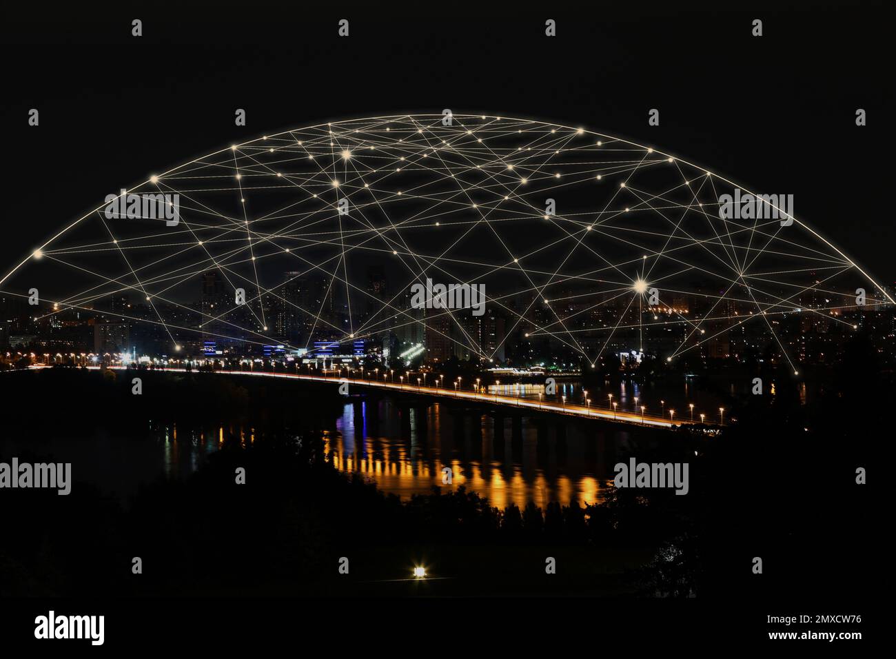 Connection lines neon light effect hi-res stock photography and images ...